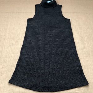 She + Sky Gray Cotton Blend Turtleneck Sleeveless Knit Dress